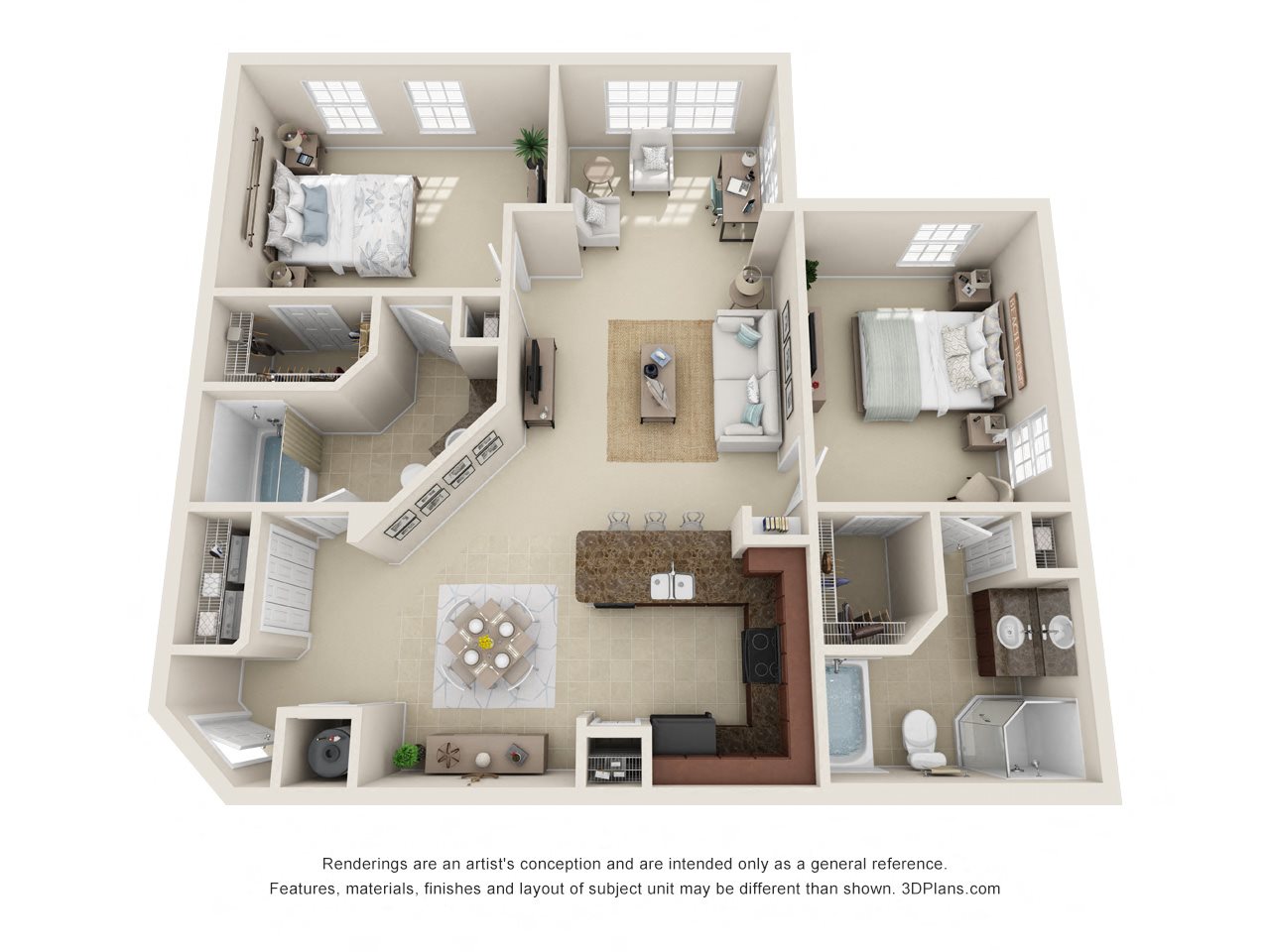 B2 2 Bedroom 2 Bath Floorplan B2 2 Bedroom 2 Bath Floorplan at Savannah at Park Central, Orlando, Florida